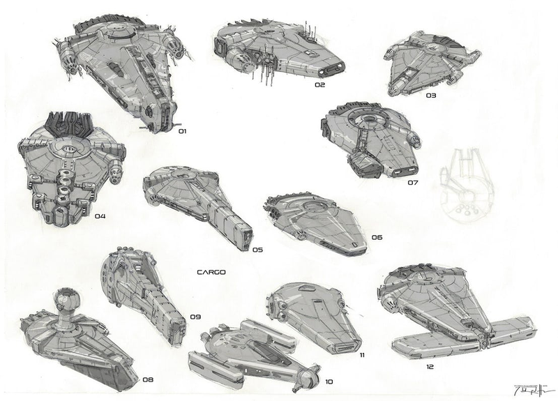Illustration for article titled Estos son los extraños diseños que pudo haber tenido el Halcón Milenario en Solo: A Star Wars Story